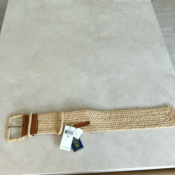 New Ralph Lauren Polo Leather Natural Straw 3.75” Wide Belt. Size XXS. $198. Rodeo-Buckle Vachetta Leather Wide Belt | Ralph Lauren main image 4